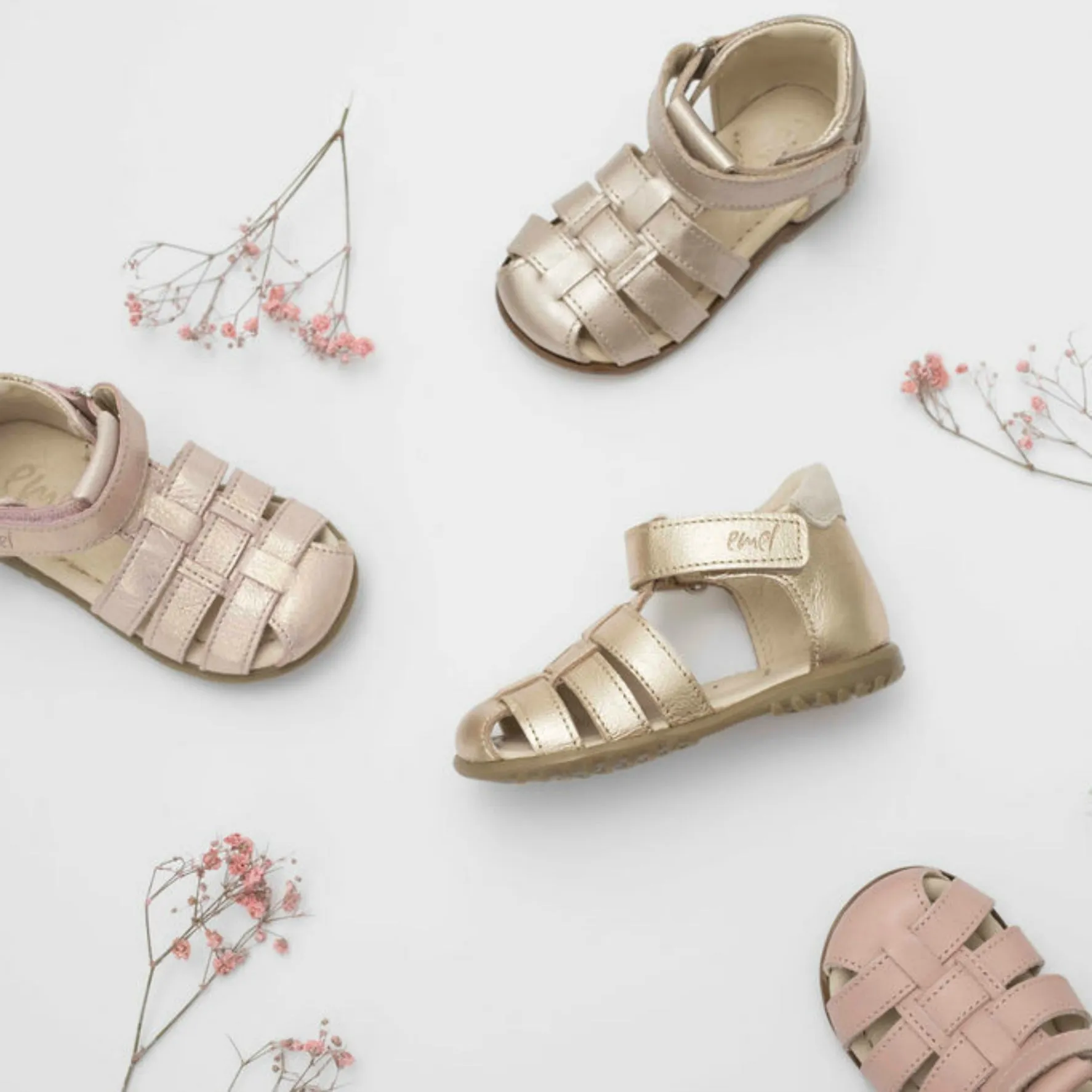 (1078A-1) Emel Gold pink shiny sandals