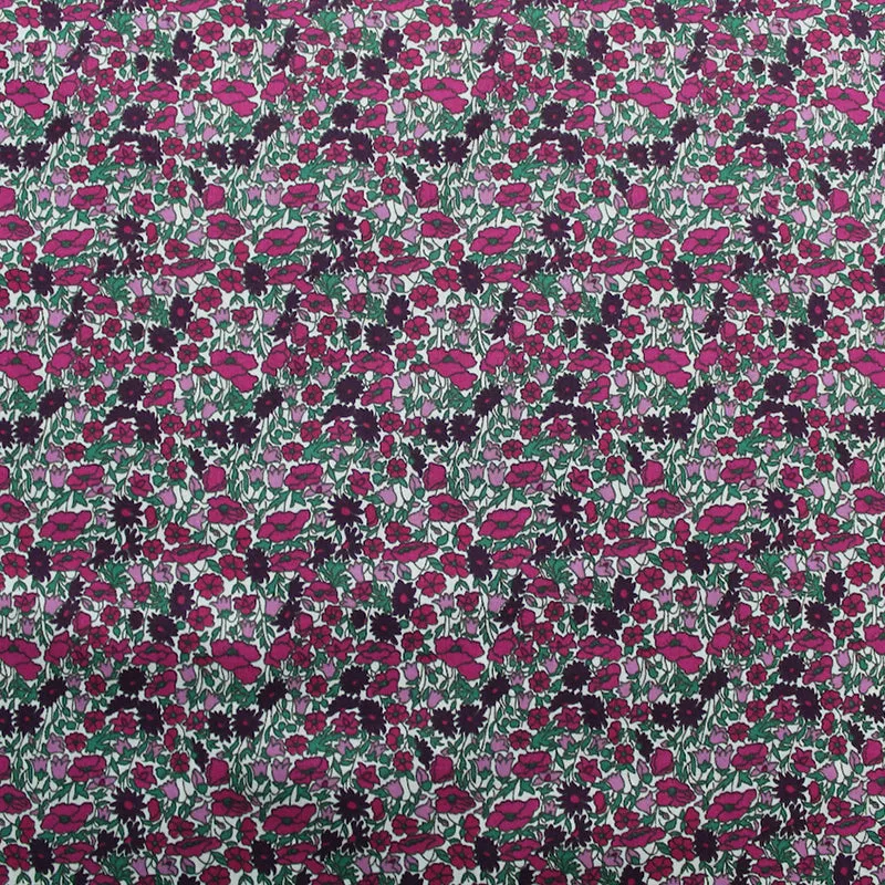 140CM REMNANT Dressmaking Floral Cotton Lawn - Prune and Blossom - Purple