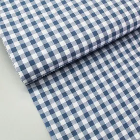 70CM REMNANT Dressmaking Cotton Gingham - Wide Width - Denim Blue and White