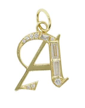 A Element Initial Diamond Charm