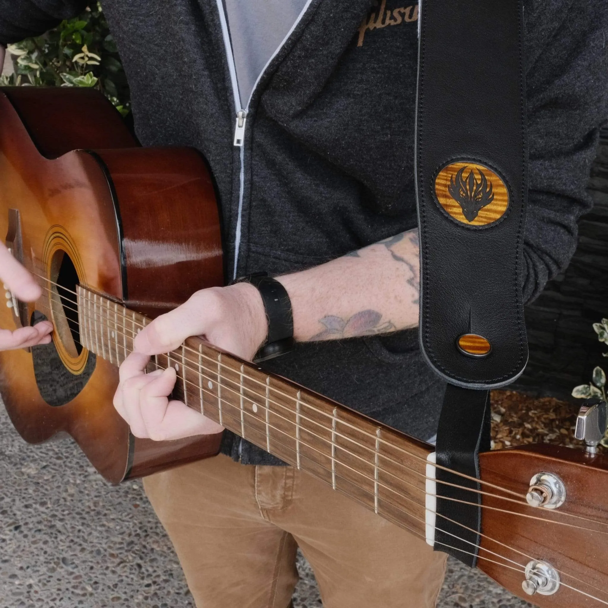 AAA Curly Hawaiian Koa | Leather Strap Tie