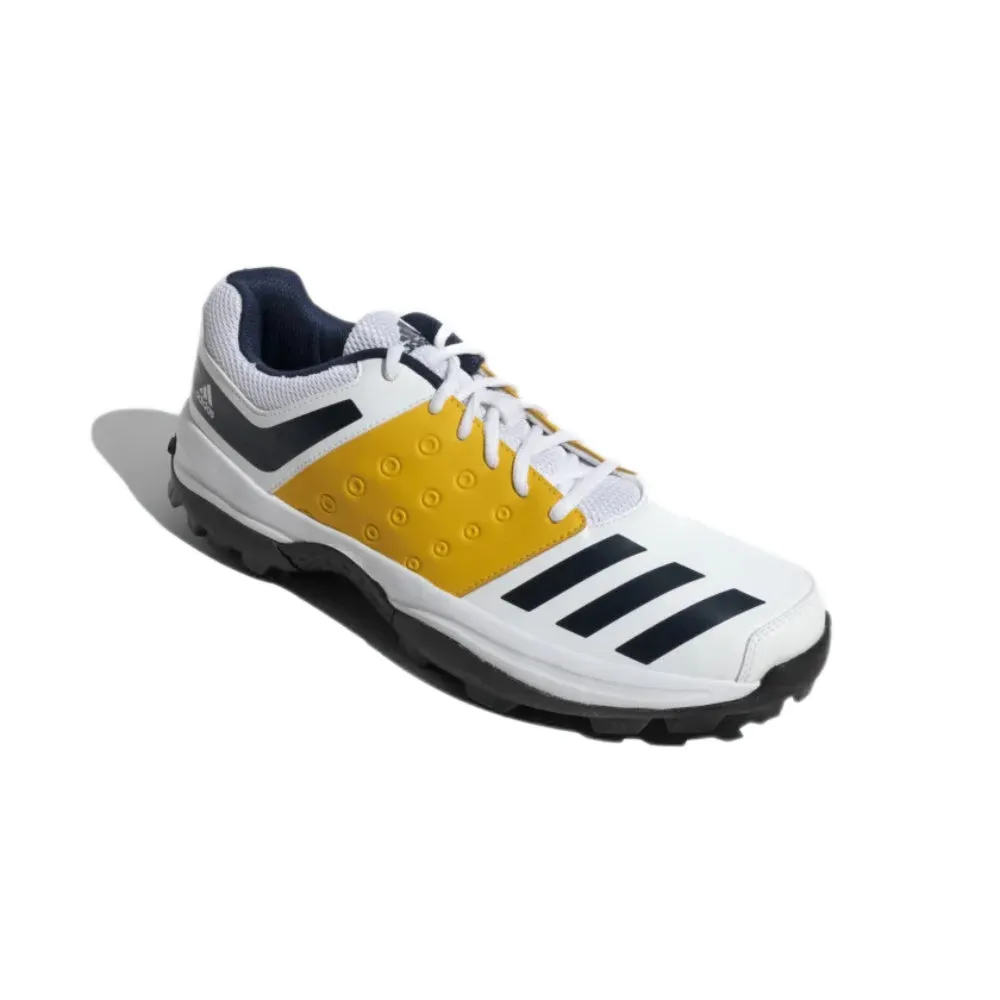 Adidas Men's Crinu 23 Cricket Shoe (Cloud White/Collegiate Navy/Active Gold)