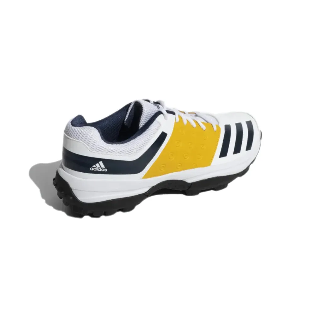 Adidas Men's Crinu 23 Cricket Shoe (Cloud White/Collegiate Navy/Active Gold)