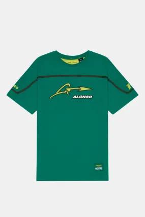 Aston Martin F1 Kimoa Fernando Alonso Heat Sealed Banded T-Shirt - Green/Lime