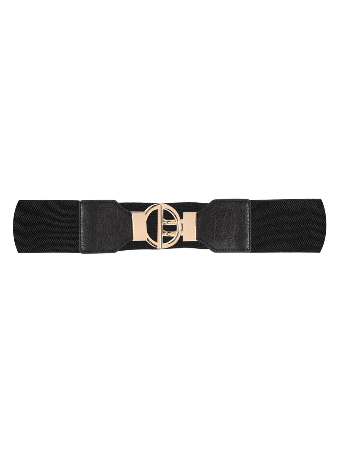 Berrylush Women Black Elastic Strap Double Pin Hook Belt