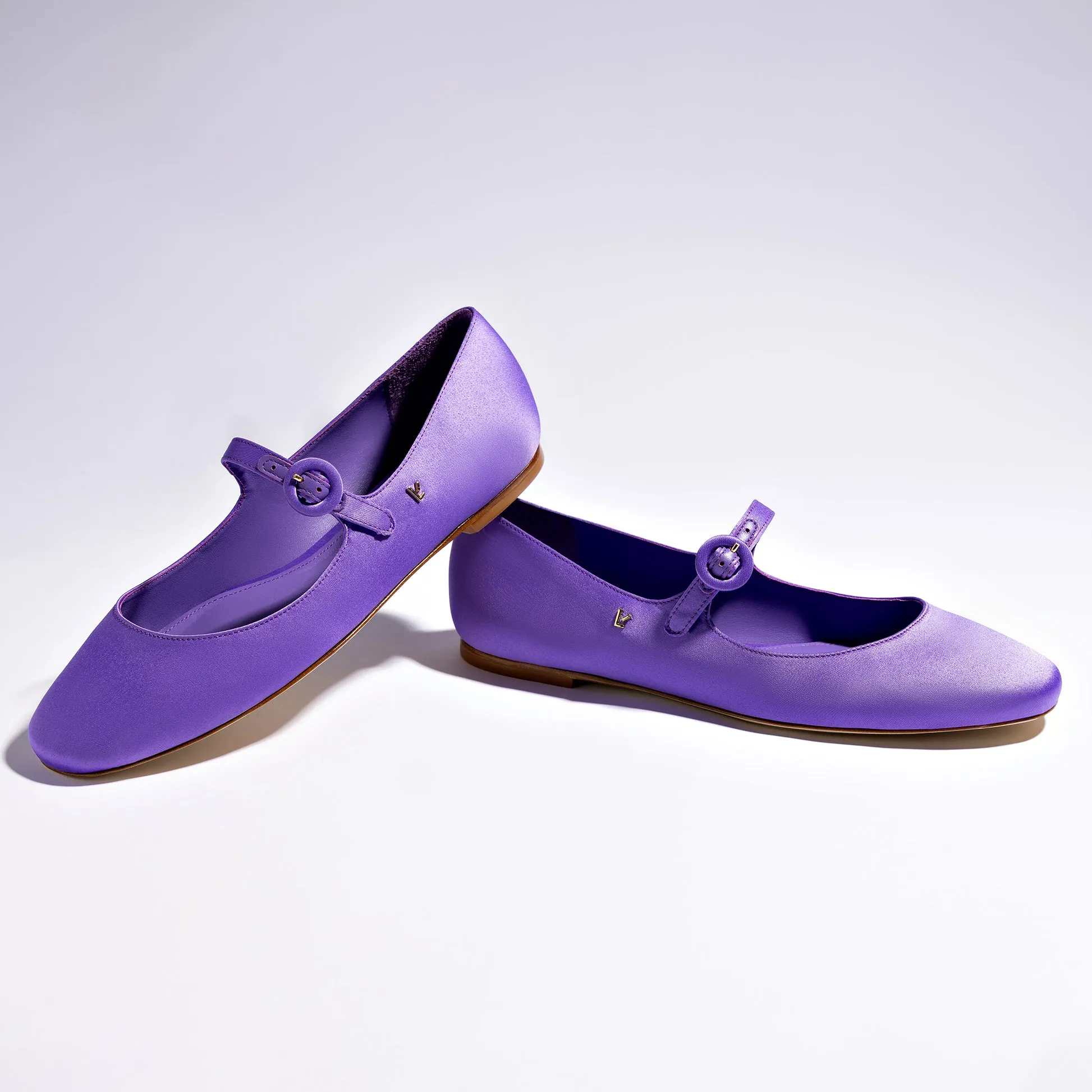 Blair Ballet Flat In Violet Satin