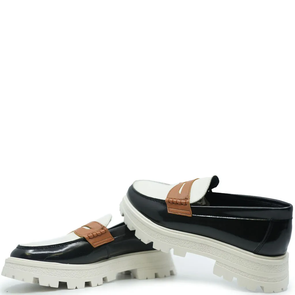 Blublonc Black and Ivory Chunky Loafer