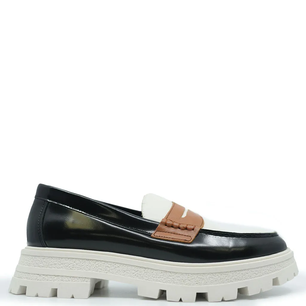 Blublonc Black and Ivory Chunky Loafer