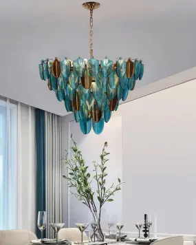 Blue Crystal Leaf Chandelier - 400MM