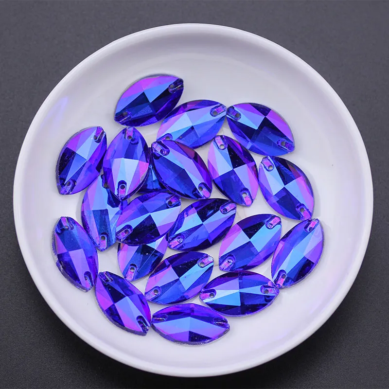 #C335 Sew On Leaf Shape Flatback Crystal Rhinestones- Crafts-Costumes