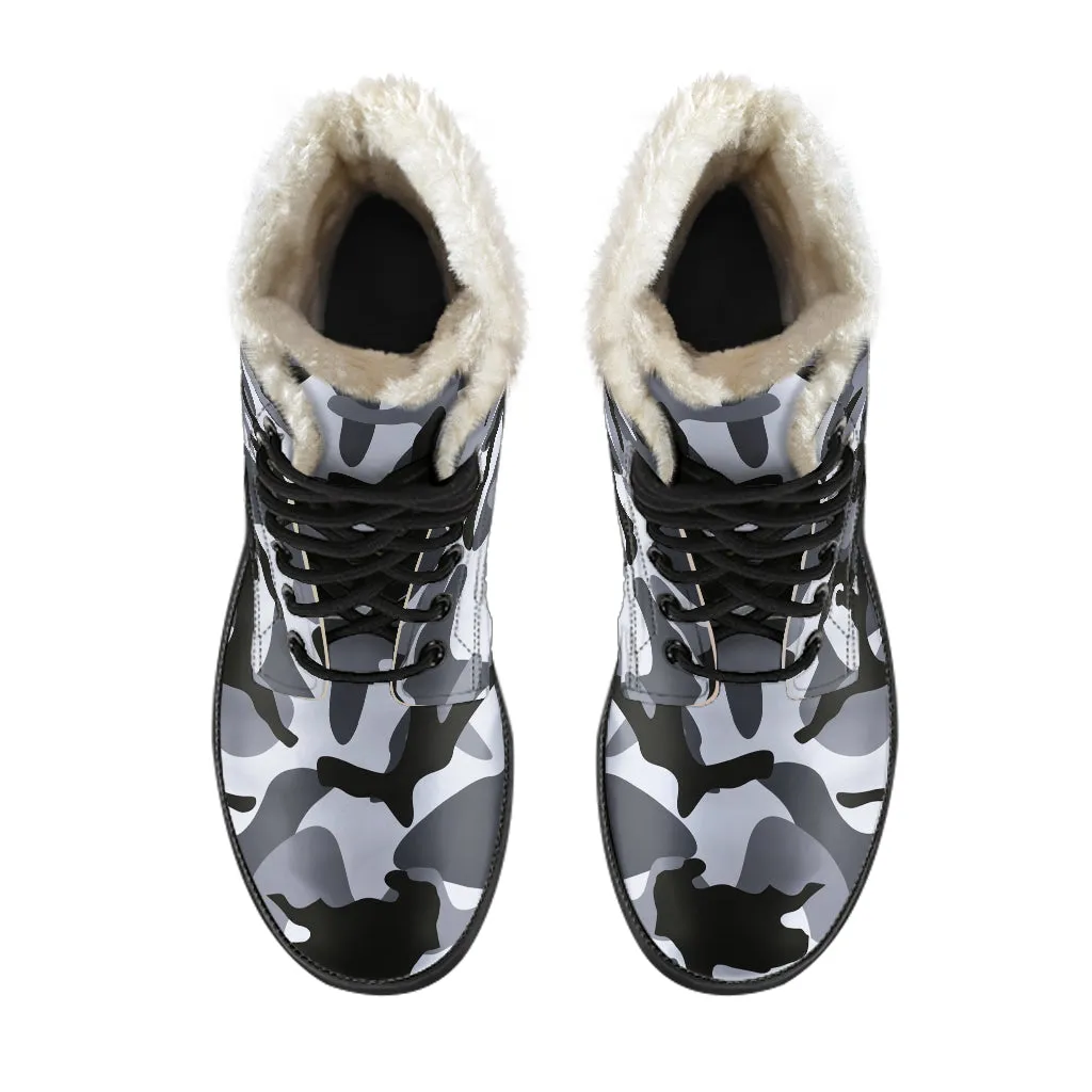 Camo Vegan Fur Boots