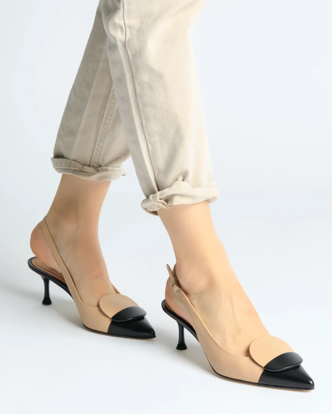 Capretto Circul Sling Back Heeled Shoes