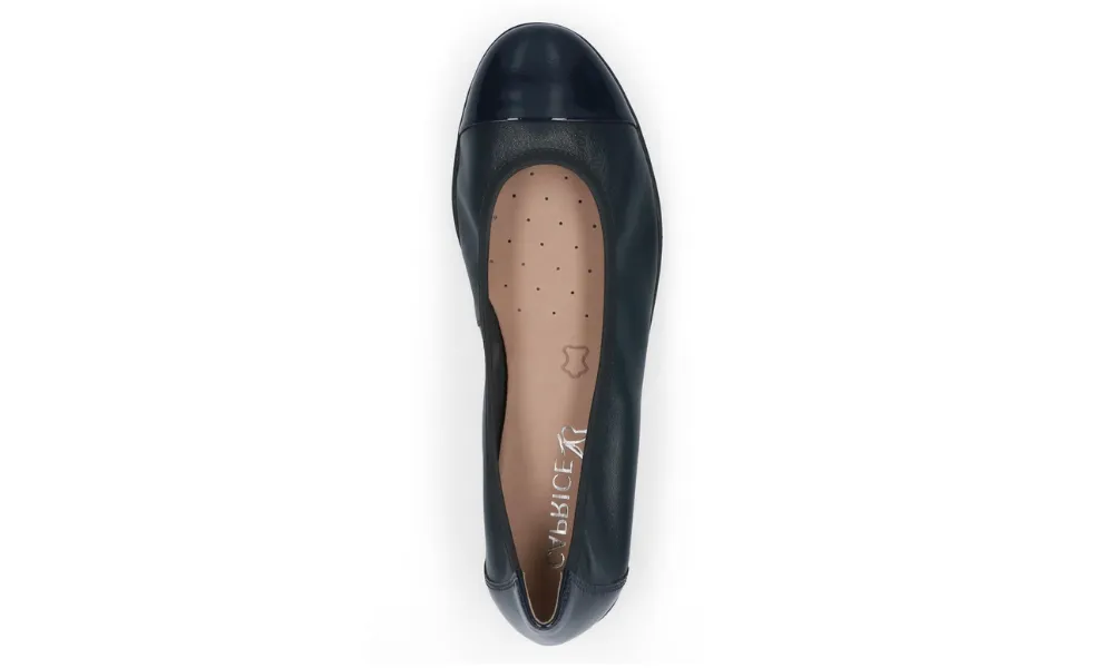 Caprice - Vivian Leather & Patent Ballet Pump Navy