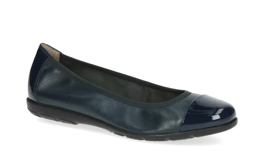 Caprice - Vivian Leather & Patent Ballet Pump Navy