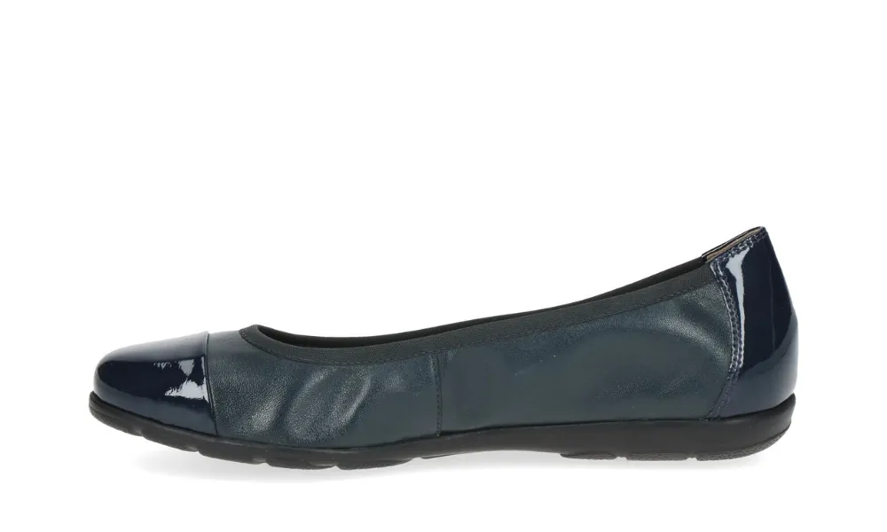 Caprice - Vivian Leather & Patent Ballet Pump Navy