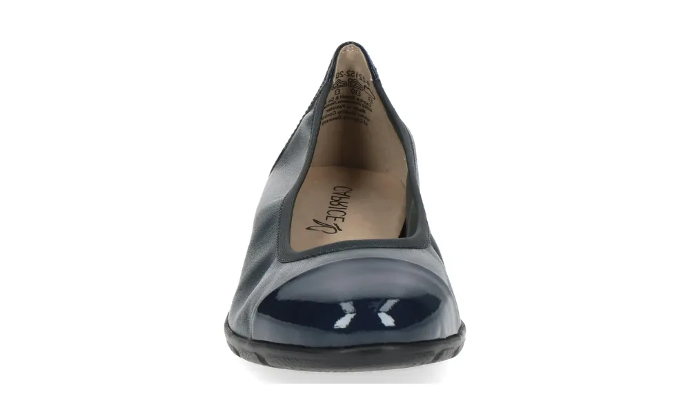 Caprice - Vivian Leather & Patent Ballet Pump Navy