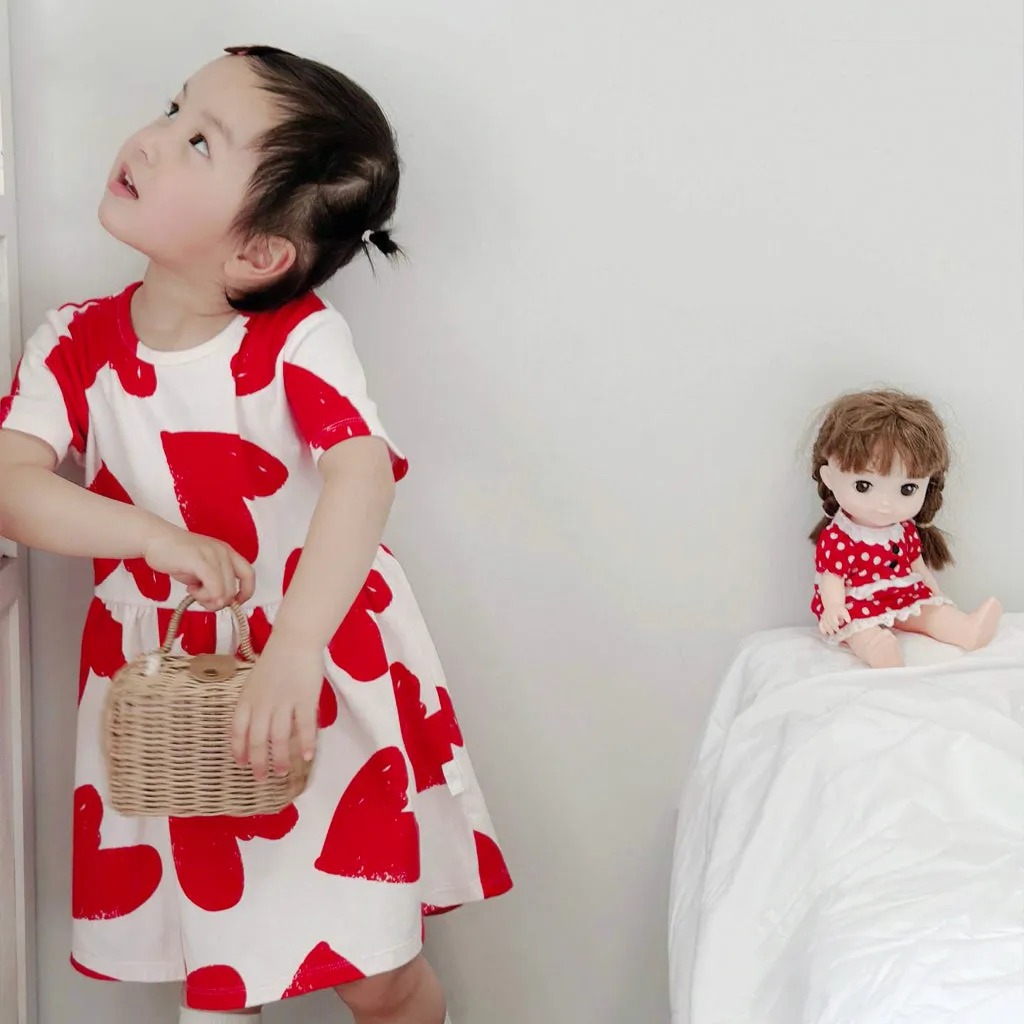 Casual Heart Print A-Line Dress