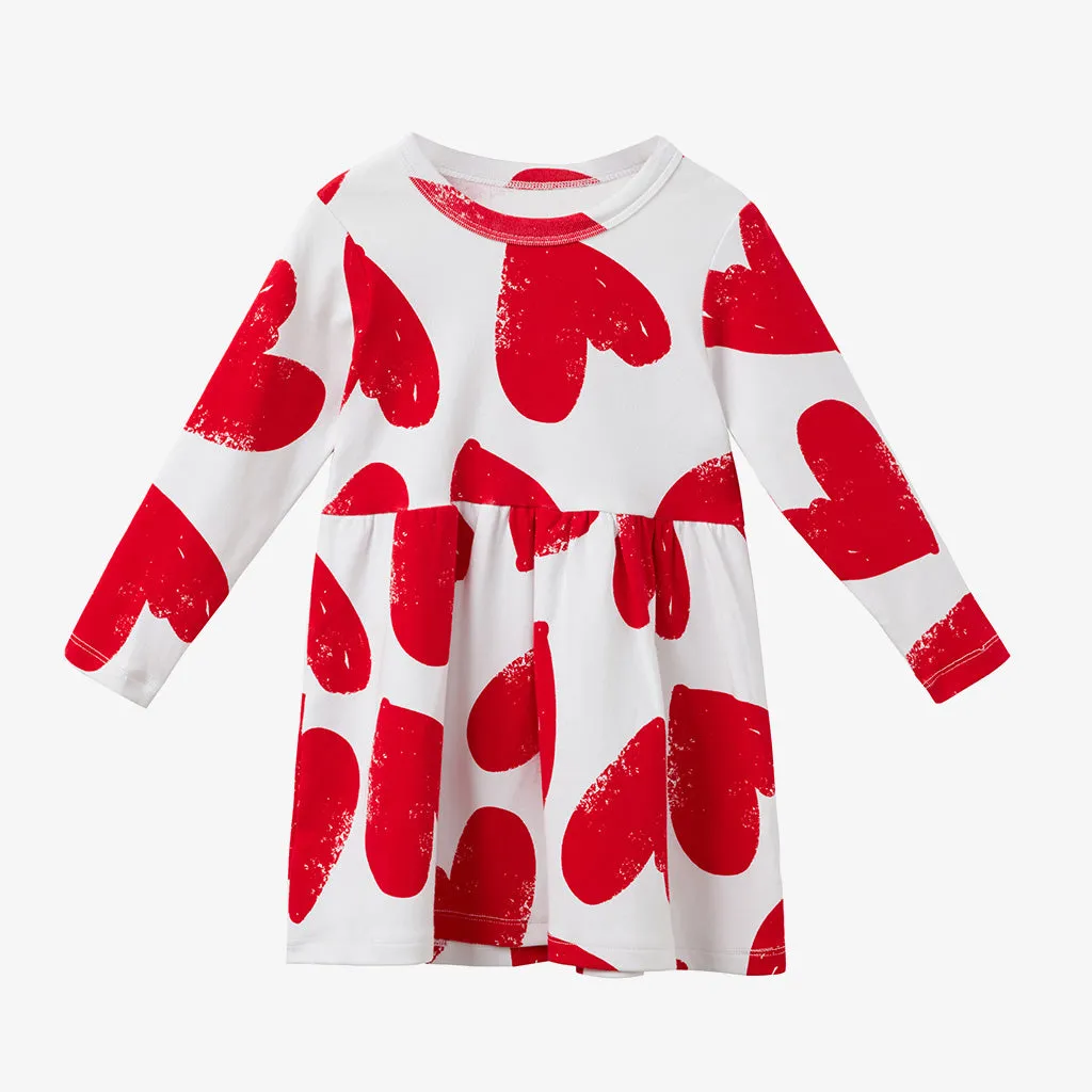 Casual Heart Print A-Line Dress