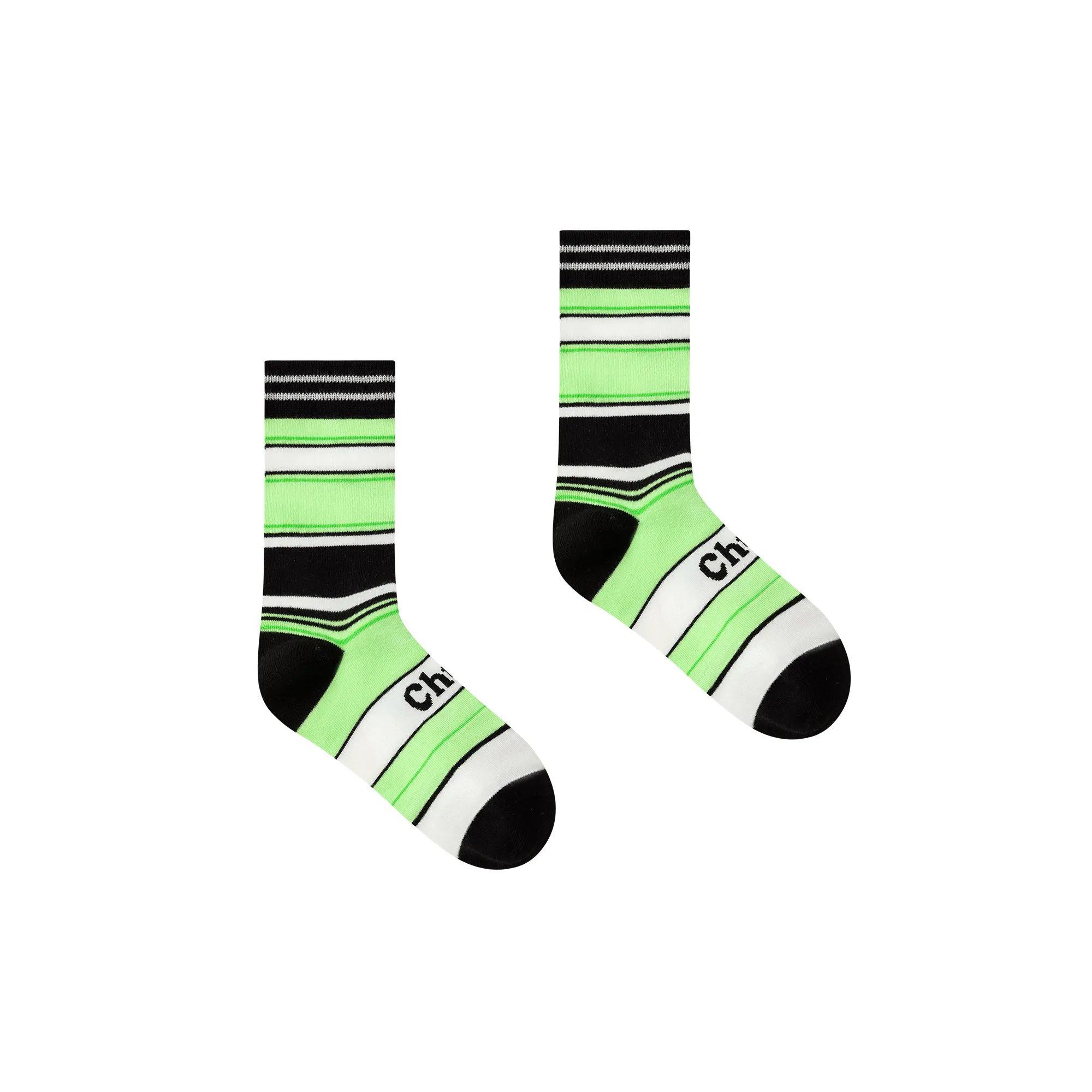 Chuu Lettering Multi Color Striped High Socks