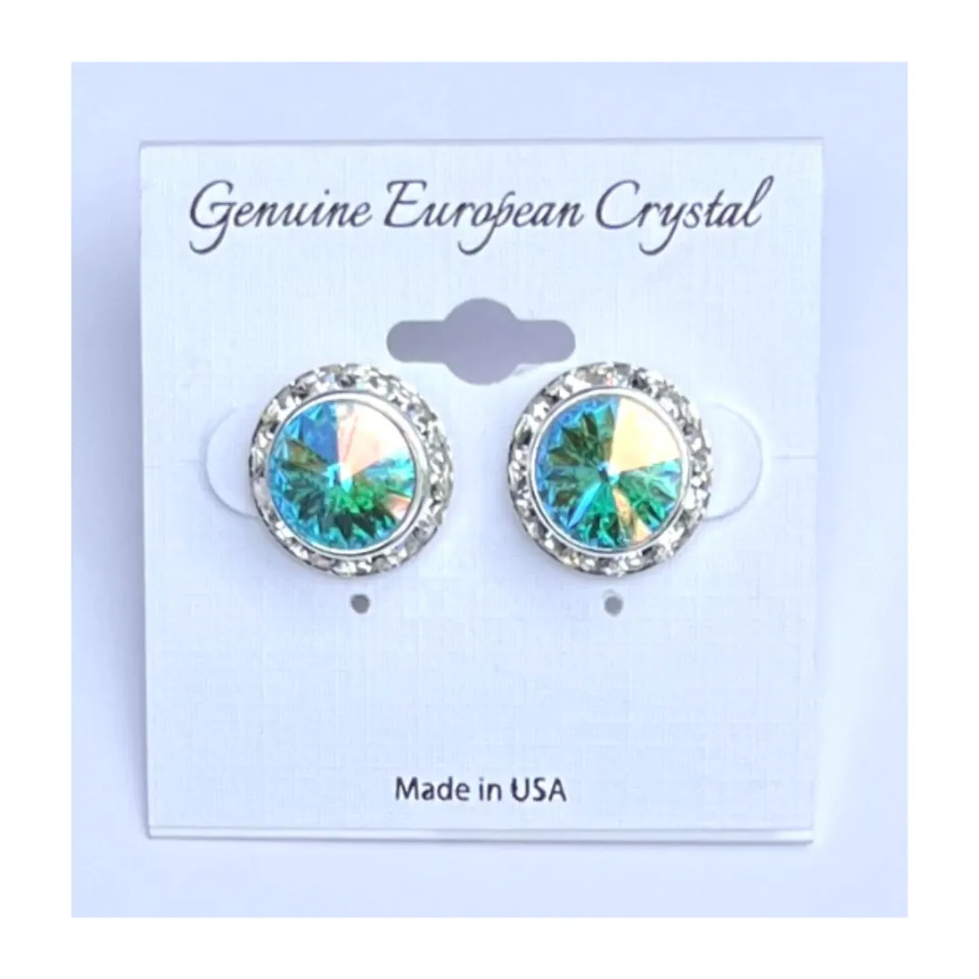 Competition Crystal Stud Earrings - AB - 3 sizes