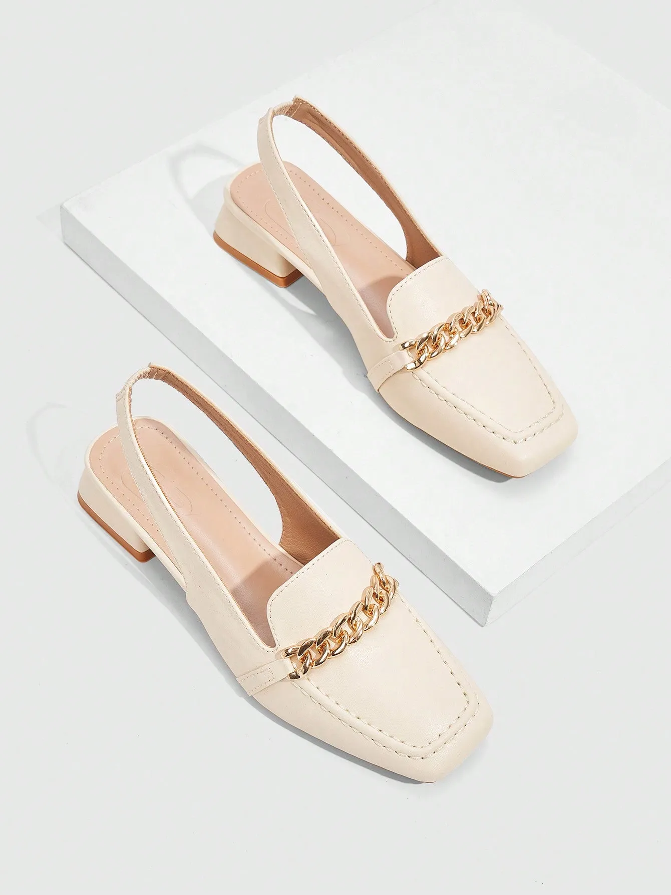 CUCCOO BIZCHIC Fashionable Apricot Backless Loafers For Women