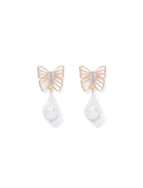 Elysia Butterfly & Pearl Earrings