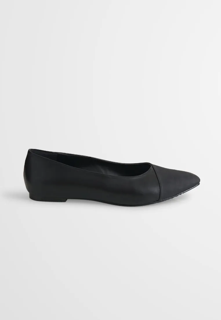 Gabrielle Dual Tone Pointed Flats - Black