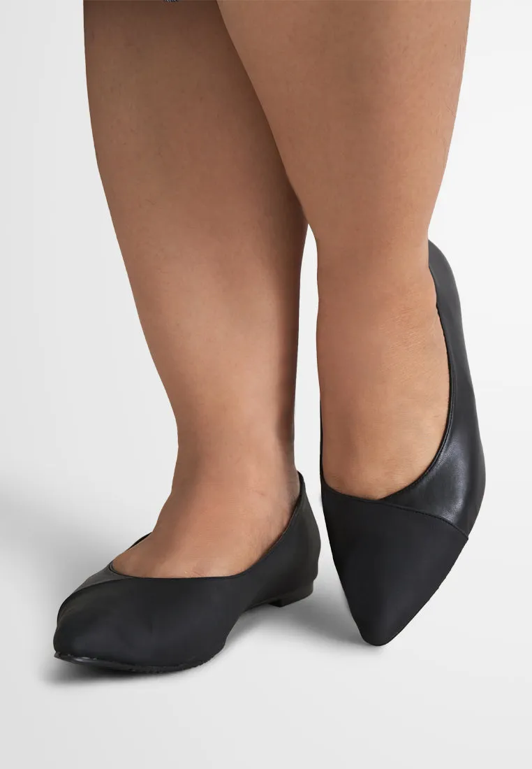 Gabrielle Dual Tone Pointed Flats - Black