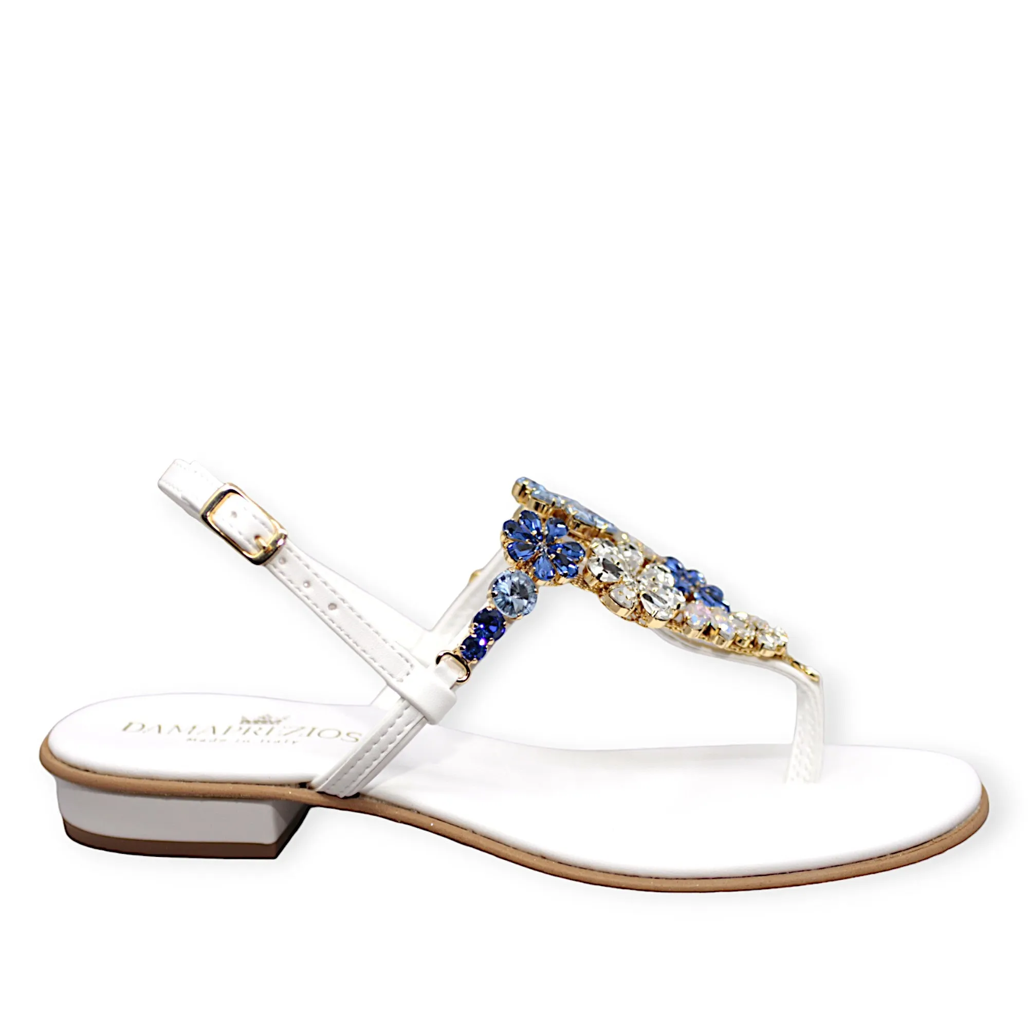 Gilda White Sandals With Crystals.