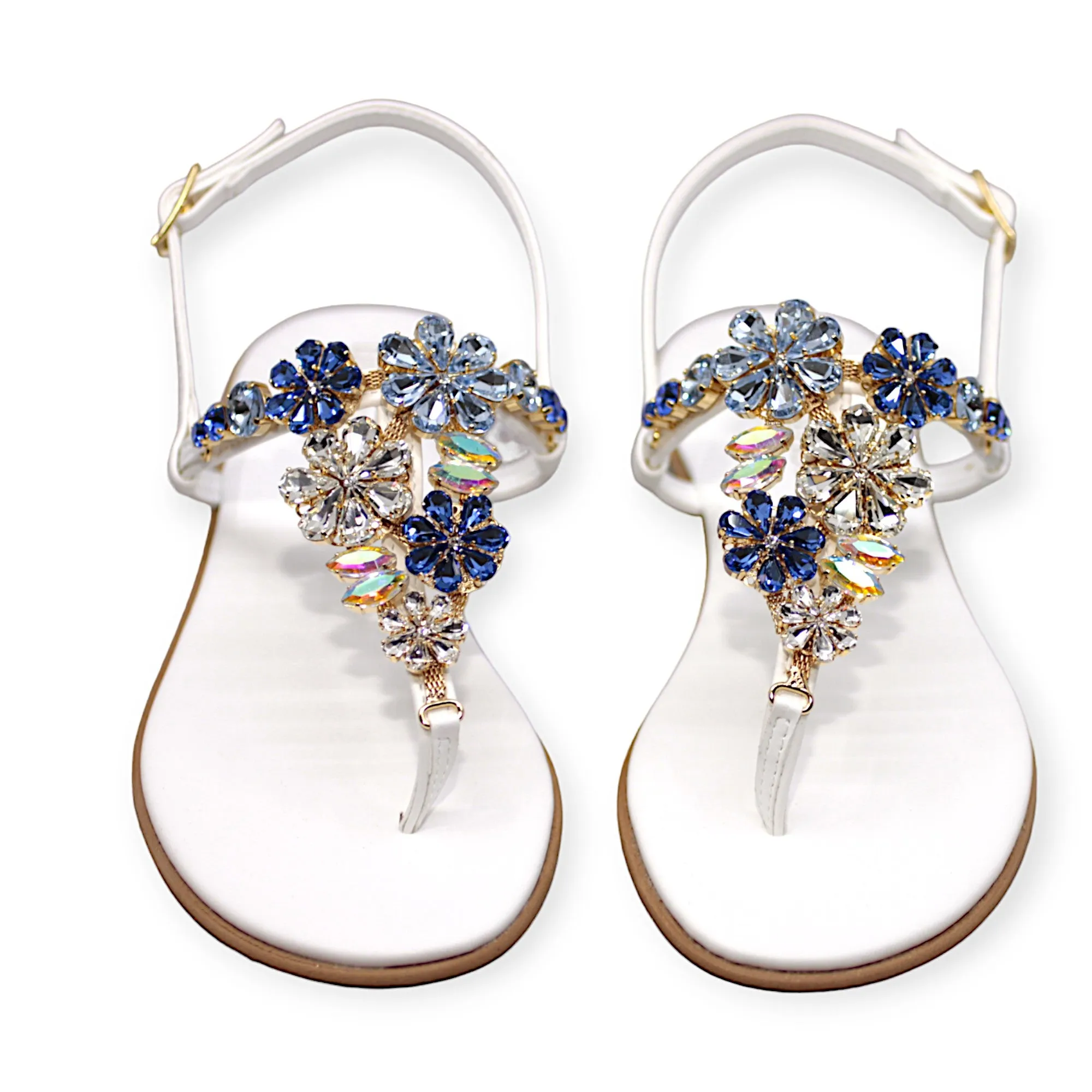 Gilda White Sandals With Crystals.