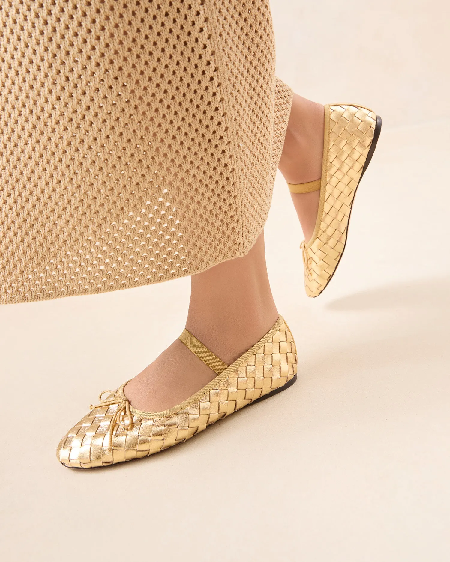 Leonie Gold Woven Ballet Flat