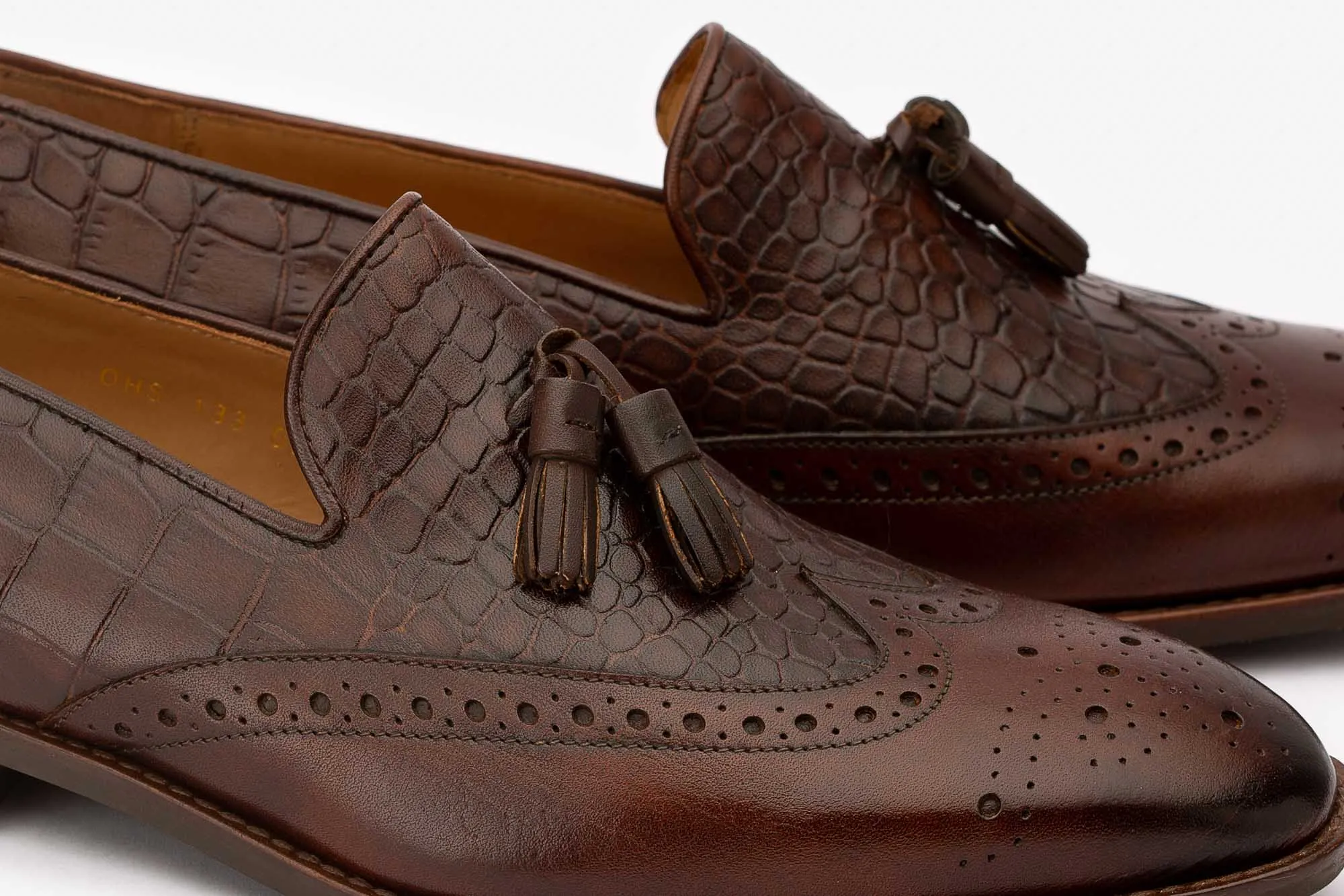 Multi Texture Wingcap Brogue Tassel Loafer -MBR/DKBR