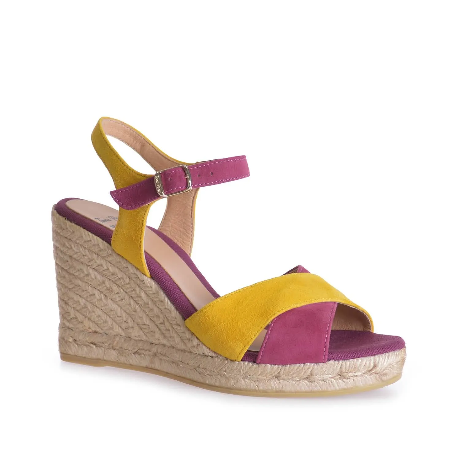 Multicolor Suede Leather Wedge Espadrille for Women - Mar-A