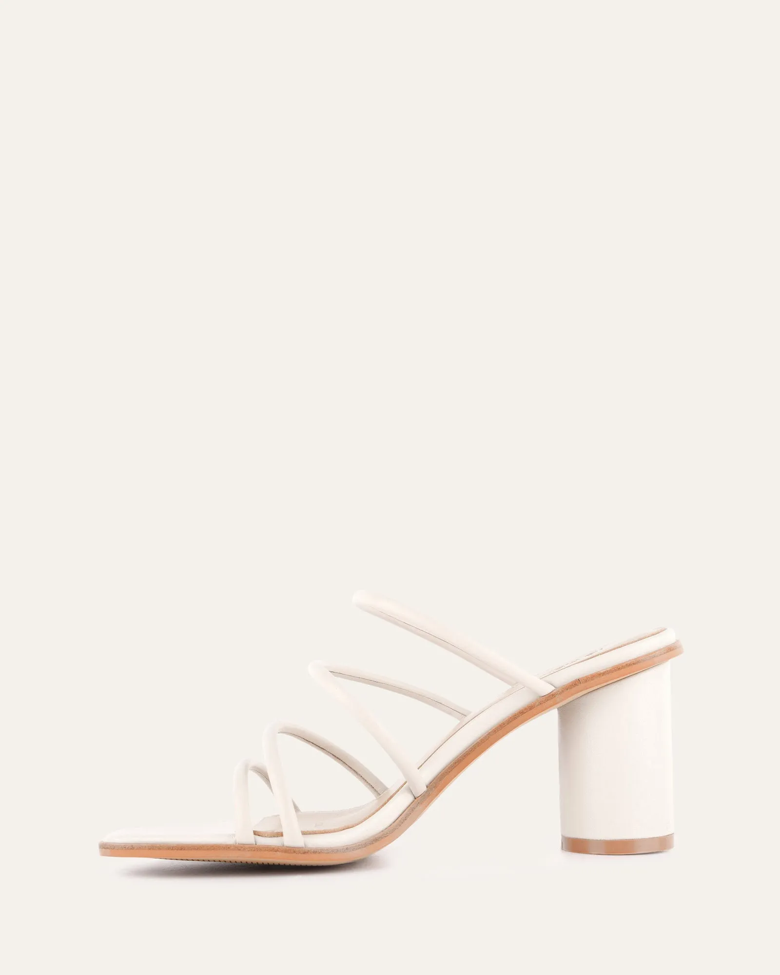 NAOMI MID HEEL SANDALS OFF WHITE LEATHER