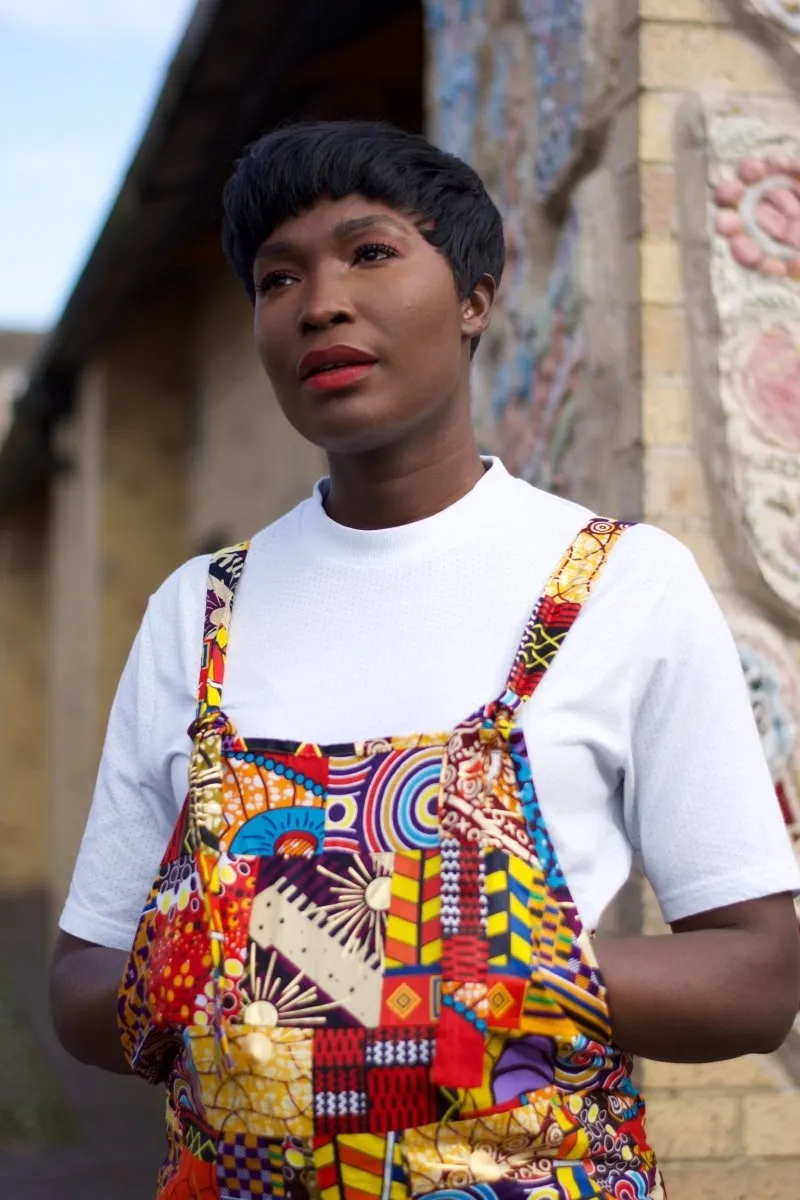 Patchwork Dungarees, African Dungarees in Ankara Print - Festival Clothing