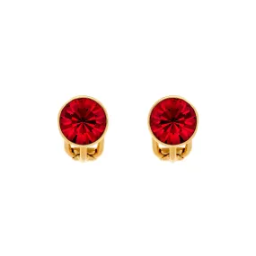 Ruby Crystal Stud Clip Earrings