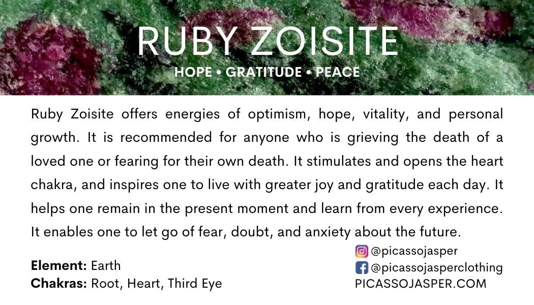 Ruby Zoisite Heart- Optimism, Hope   Personal Growth