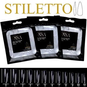 Soft Gel Tips Individual Refill Sizes 50pcs - Stiletto