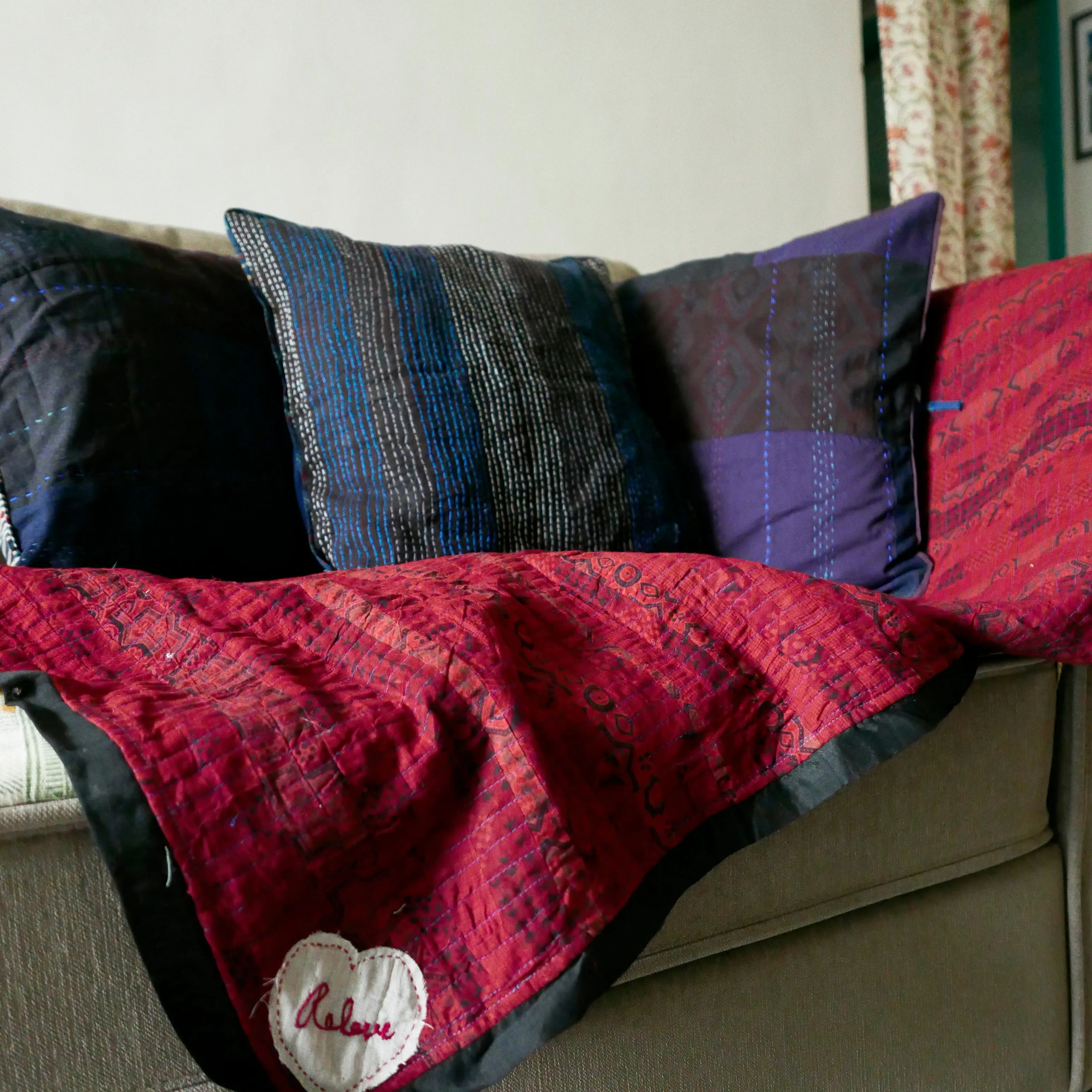 Sujni Kantha Relove Cushion (MADE TO ORDER)